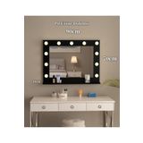 nysamo 90x70cm Siyah Raflı Işıklı Kumandalı Makyaj Masası Etejer Banyo Aynası Dresuar Salon Aynası