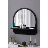 Nysamo Raflı Oval 58 Cm Koridor Dresuar Konsol Duvar Salon Banyo Ofis Çocuk Yatak Oda Raflı Aynası Siyah