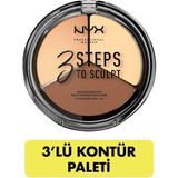 NYX Professional Makeup 3'lü Kremsi Kontür Paleti Light Ton – Tüm Cilt Tipleri İçin Doğal Bitiriş, SPF İçermez