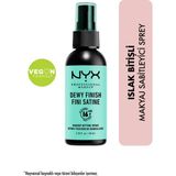 NYX Professional Makeup Dewy Finish Vegan Makyaj Sabitleme Spreyi – Tüm Cilt Tipleri İçin Nemli ve Işıltılı Etki