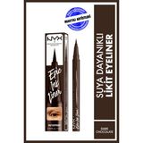 NYX Professional Makeup Epic Ink Liner - Suya Dayanıklı, Saten Finişli, Koyu Kahverengi Likit Eyeliner, İnce Uç ile Kolay Uygulama