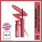 NYX Professional Makeup NYX Vivid Brights Likit Eyeliner İnce Uç Özelliğiyle On Red 9 Renk Seçeneği