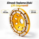 Nzb (1 Adet) Çift Segmentli Elmaslı Taşlama Diski 115 mm Beton Mermer Granit Taşlama Kesme Diski - Renkli