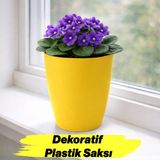 Nzb (1 Adet) Sarı Kırılmaz Plastik Dekoratif Saksı 15CM Orkide Çiçek Bitki Için Kırılmaz Balkon Saksısı