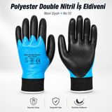 Nzb 1 Çift Nitril (Mavi Siyah) No: 10 Beden Polyester Double Nitril Iş Güvenlik Inşaat Eldiveni - Mavi - Siyah