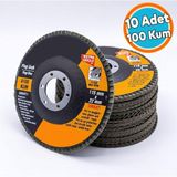 Nzb 10 Adet Alüminyum Gövdeli Dayanıklı Flap Disk 100 Kum Metal Zımpara Taşı Taşlama Makinesi Uyumlu - Renkli