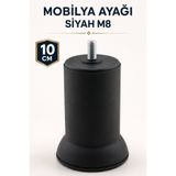 NZB 10 CM SİYAH Mobilya Yatak Metal Kanepe Baza Koltuk Orta Destek Ayağı M8 Civatalı Metal Ayakları