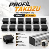 Nzb 12 Adet Kademeli Iç Kelebek Profil Takozu (40X40 Mm) Kare Masa Sandalye Sehpa Ayak Tapası Tıpa Papuç - Siyah