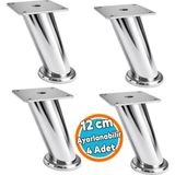 Nzb (12 Cm) Tablalı Dereceli Ayarlanabilir Krom Metal Baza Tv Ünitesi Koltuk Mobilya Ayağı (+2cm) 4 Adet