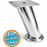 Nzb (12 Cm) Tablalı Dereceli Ayarlanabilir Krom Metal Baza Tv Ünitesi Koltuk Mobilya Ayağı (+2cm)