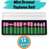 Nzb 12 Parça Mini Dremel Taşlama Seti Saplı Bileme Taşı Hassas Taşlama Seti Manikür Seti - Çok Renkli