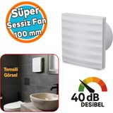 Nzb 12 W Kapaklı Düz Banyo Wc Aspiratör Fanı Süper Sessiz 100 mm Duvar Tipi Tuvalet Hava Havalandırma - Beyaz