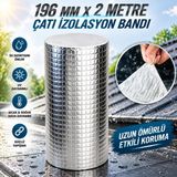 Nzb 196 mm 2 Metre Çatı Izolasyon Bandı 196 mm 2 Metre Su Sızdırmazlık Geçirmezlik Yalıtım Çamur Tamir Çatlak Boru Bant - Metalik Gri - 1 Adet