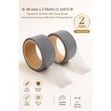 Nzb (2 Adet) 48 mm x 2 Metre Yapışkanlı Sineklik Tülü Tamir Bandı Yaması Bantı Kopmuş Delik Fiber Tül Yapıştırma Gri