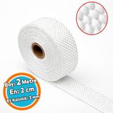 Nzb (2 Metre) En: 2 cm Kalınlık: 3 mm Takviyeli Lifli Cam Elyaf Ekzoz Sargı Bezi Isı Yalıtım Yanmaz Bant - Beyaz