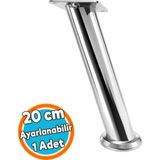 Nzb (20 Cm) Tablalı Dereceli Ayarlanabilir Krom Metal Baza Tv Ünitesi Koltuk Mobilya Ayağı (+2cm)