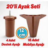 Nzb 20'li Set Mobilya Koltuk Kanepe Tv Ünitesi Destek Ayağı 12 cm Kahverengi Ayakları