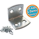 Nzb (25 Adet) L Demir Gönye 30X25X25 mm Oval Başlı Sağlam Metal Köşebent Bağlantı Elemanı - Gri