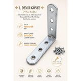 Nzb ( 25 Adet ) L Demir Gönye Oval Başlı 15X55X55 mm Köşebent Dayanıklı Metal Raf Dolap Sabitleme Aparatı - Gri