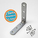 Nzb (25 Adet) L Demir Gönye Oval Başlı 15X65X65 mm Mobilya Raf Dolap Köşe Bağlantı Sabitleme Aparatı - Gri