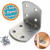 Nzb 25 Adet L Demir Gönye Oval Başlı 40X45X45 mm Dayanıklı Çelik Mobilya Köşe Bağlantı Aparatı - Gri
