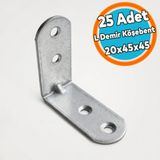 Nzb (25 Adet) L Demir Gönye Yuvarlak Başlı 20X45X45 mm Metal Köşe Birleştirme Montaj Sabitleme Aparatı - Gri