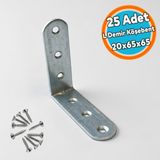 Nzb 25 Adet L Demir Gönye Yuvarlak Başlı 20X65X65 mm Köşe Bağlantı Montaj Sabitleme Metal Aparat - Gri