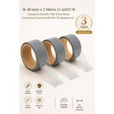 Nzb (3 Adet) 48 mm x 2 Metre Yapışkanlı Sineklik Tülü Tamir Bandı Yaması Bantı Kopmuş Delik Fiber Tül Yapıştırma Gri