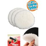 NZB ( 3 Adet ) Koyun Postu Pedi Ø 125 mm Pasta Cila Polisaj Süngeri Cırt Tabanlı Kuzu Postu Yünü Keçesi