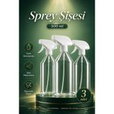 NZB (3 Adet) Plastik Şeffaf Fısfıs Boş 500 ml 20 cm Çok Amaçlı Sprey Şişesi Kuaför Bitki Temizlik