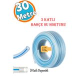 NZB 30 Metre Örgülü Şeffaf Bahçe Hortumu Dayanıklı 3 Katlı Sağlam Çeşme Su Sulama Yıkama Hortum 12.5 mm