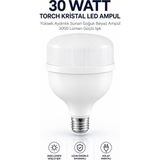 Nzb 30 Watt Torch Kristal LED Ampul Yüksek Aydınlık Sunan Soğuk Beyaz Ampül 3000 Lümen Güçlü Işık - 100 - 200 W