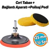 Nzb (3'lü Set) Sarı Renk Orta Sert Koyun Kuzu Postu Pedi Ø 125 mm Pasta Cila Polisaj Cırt Taban + M14 - 0,25 kg