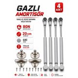 Nzb (4 Adet) Dolap Kapak Amortisörü 80N Gri 20 cm Gazlı Piston Kapak Hidroliği Mutfak Dolabı Pistonu