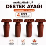Nzb 4 Adet Kahve Uzayabilir Kare Başlı Sert Plastik Destek Ayağı 13X20 cm Ayarlanabilir Mobilya Ayağı - Kahverengi
