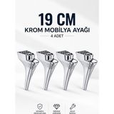 Nzb (4 Adet) Krom Mobilya Ayağı 19 cm Dekoratif Koltuk Kanepe Sehpa Ayağı Modern Tasarım