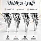 Nzb (4 Adet) Krom Renk Mobilya Ayağı 16 cm Koltuk Kanepe Baza Sehpa Tv Ünitesi Modern Dekoratif Ayak