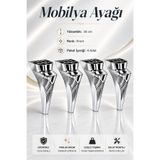 Nzb (4 Adet) Krom Renk Mobilya Ayağı 16 cm Koltuk Kanepe Baza Sehpa Tv Ünitesi Modern Dekoratif Ayak