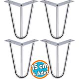 Nzb 4 Adet Mobilya Ayağı Üçgen Modern Tasarım Koltuk Sehpa Masa Tv Ünitesi Uyumlu 15 cm Gümüş Krom Metal