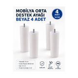 NZB 4 Adet Mobilya Kanepe Koltuk Baza Yükseltme M8 Civatalı İnce Diş Destek Ayağı Ayakları Beyaz 14 cm