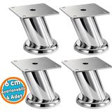 Nzb 4 Adet Tablalı Dereceli Ayarlanabilir (+2cm) Krom Metal Baza Tv Ünitesi Koltuk Mobilya Ayağı (6 Cm)