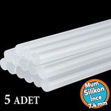 Nzb 5 Adet İnce Mum Silikon 7.4 mm Çubuk Sıcak Silikon Hobi Süs Hediyelik Eşya Maket Yapıştırma Slikon