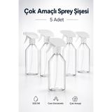 NZB (5 Adet) Plastik Şeffaf 500 ml 20 cm Çok Amaçlı Fısfıs Boş Sprey Şişesi Kuaför Bitki Temizlik
