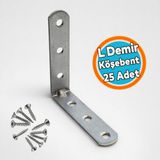 Nzb (50 Adet) L Demir Gönye 15X65X65 mm Oval Başlı Metal Mobilya Raf Dolap Montaj Bağlantı Elemanı - Gri