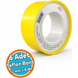 Nzb (6 Adet) Doğalgaz Teflon Bant Büyük 12 mm x 8 Metre - Beyaz - 1 Adet