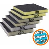 Nzb (6 Adet) Yassı Sünger Zımpara 9.5 x 12.5 cm Takoz Blok Flex Taşlama Ahşap El Zımparası Kum Seti - Gri