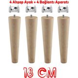 Nzb Ahşap 18 cm Bağlantı Aparat Mobilya Koltuk Kanepe Berjer Ayağı Yükseltici Ayakları M8 Civata 4 Adet