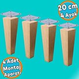 Nzb Ahşap Ayak Kare Bağlantı Aparatı Dahil Mobilya Koltuk Kanepe Sehpa Masa Ayağı 4 Adet 20 cm Ayakları