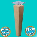 Nzb Ahşap Ayak Kare Bağlantı Aparatı Dahil Mobilya Koltuk Kanepe Sehpa Masa Ayağı Ayakları Boyasız 25 cm