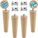 Nzb Ahşap Ayak Mobilya Koltuk Kanepe Sehpa Masa Ayağı Ayakları M8 Civatalı 15 Cm + Bağlantı Aparatlı 8'li Set